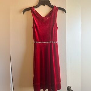Girls sleeveless red velvet dress size 16